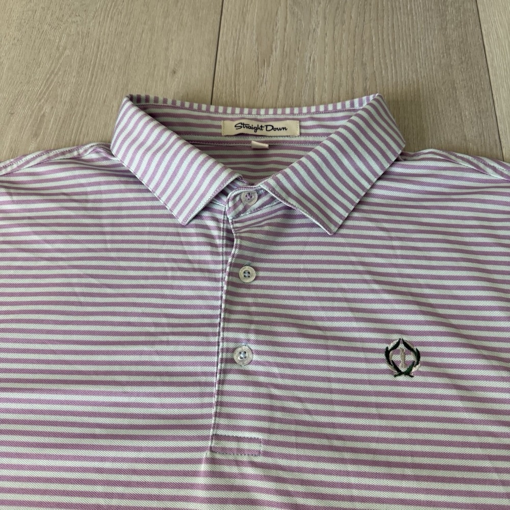 Straight Down Polo Shirt Mens L Large Purple Blue MUIRFIELD VILLAGE GOLF CLUB